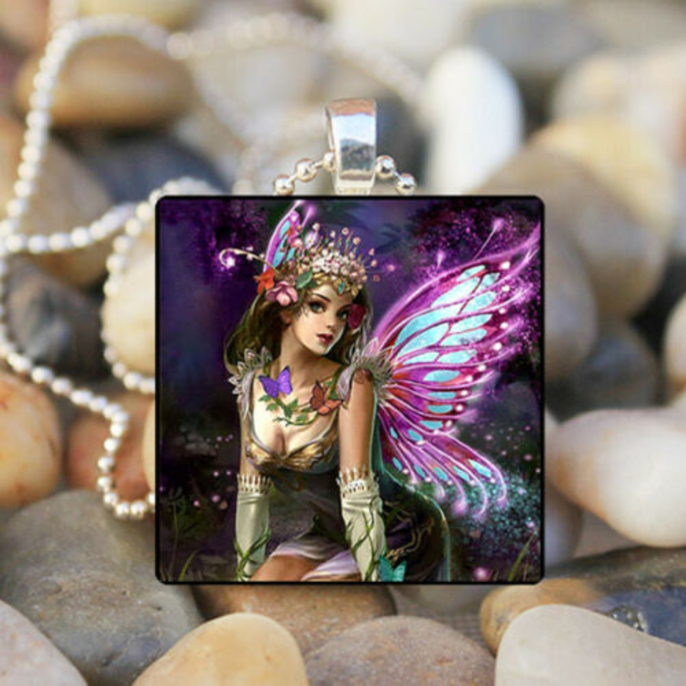 Beautiful Fairy glass pendant necklace